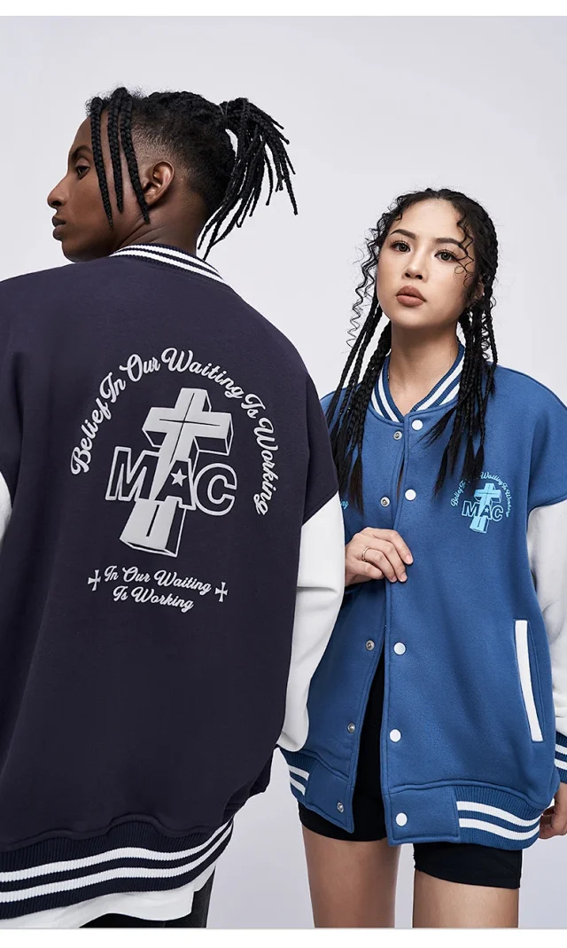 RFSD | 2025 Fall/Winter New Color-blocking Loose Printed Jacket Baseball Coat Couple Cotton-padded Coat Detail