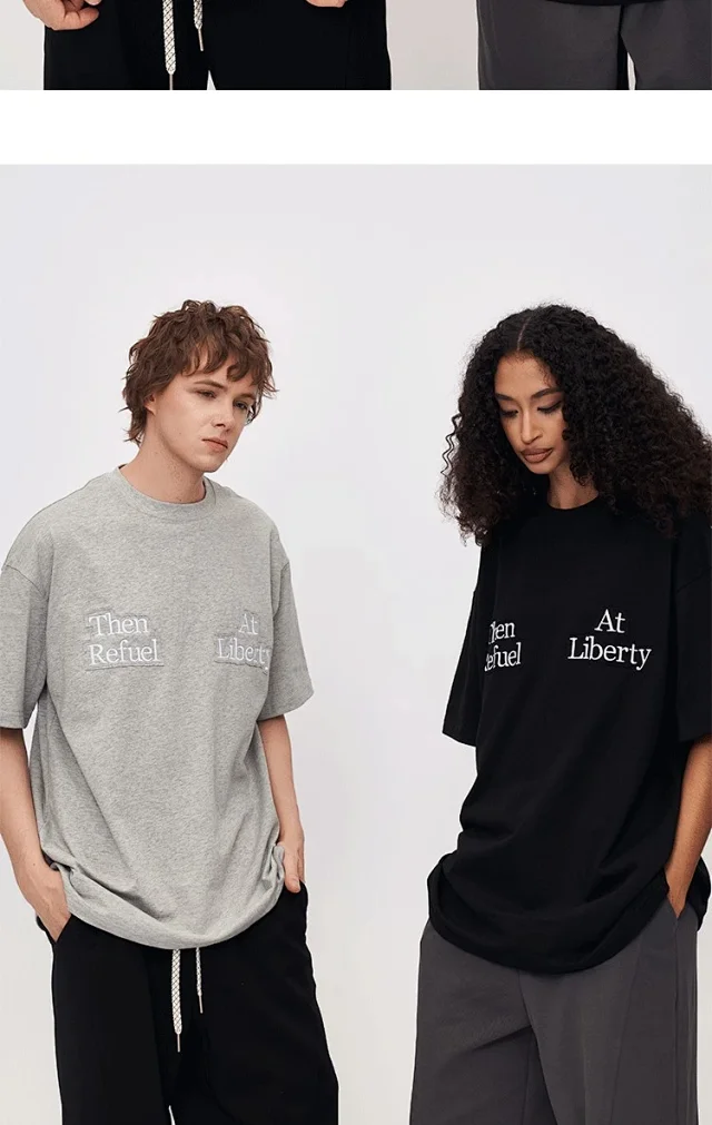 FSDR Men's∣American Street 2025 Summer New Patch Embroidery Loose Trendy Short Sleeve T - Shirt Detail