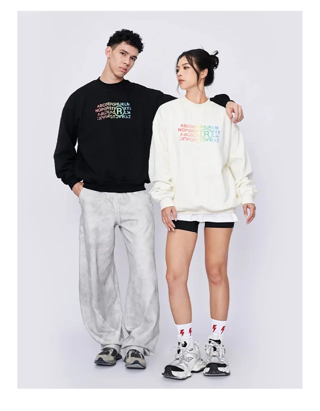 RFSD Men's 2025 FW Loose Printed Crewneck Sweatshirt 430G Thickened Streetwear Crewneck Sweatshirt for Men Trendy Detail