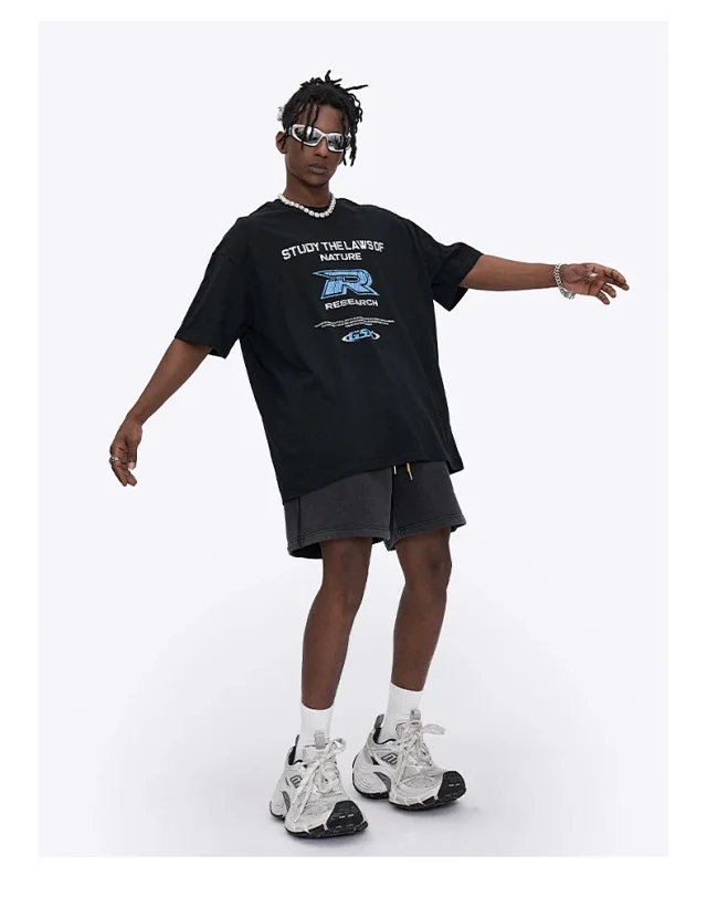 RFSD Men's 2025 Summer Distressed Letter Tee Detail