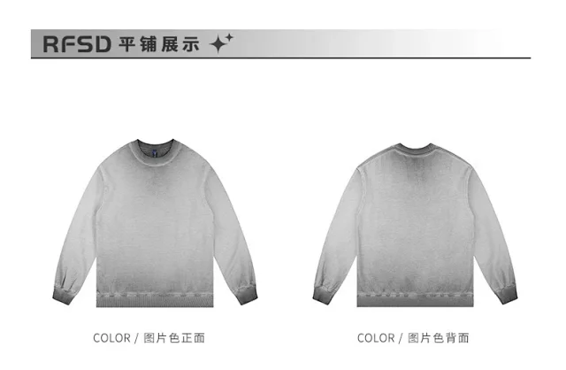 RFSD Men's | High - End Alternative 2025 FW Heavyweight Washed & Faded Crewneck Sweatshirt Detail