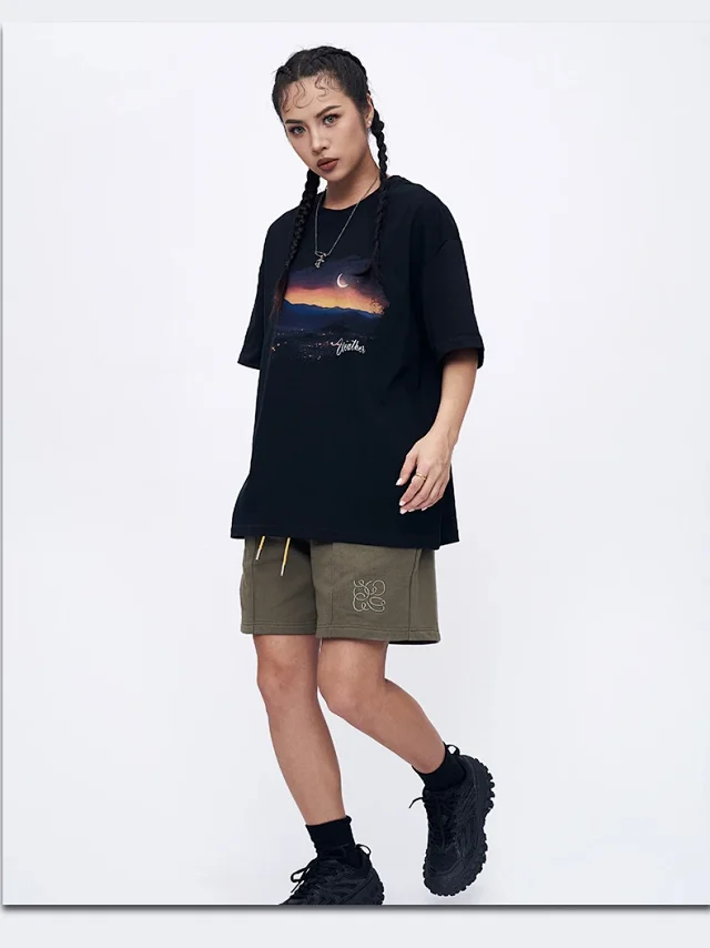 RFSD Men's Heavyweight 250g Loose Drop - Shoulder Sunset Print T - Shirt Detail
