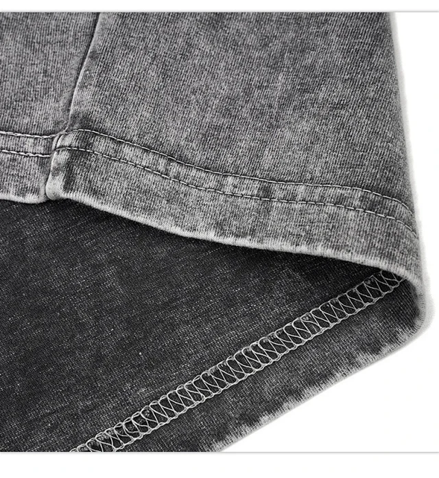 RFSD Men's | Balenciaga Dupe New 285G Washed Waxed Crew Neck Short Sleeve American Heavyweight Trendy T - Shirt Detail