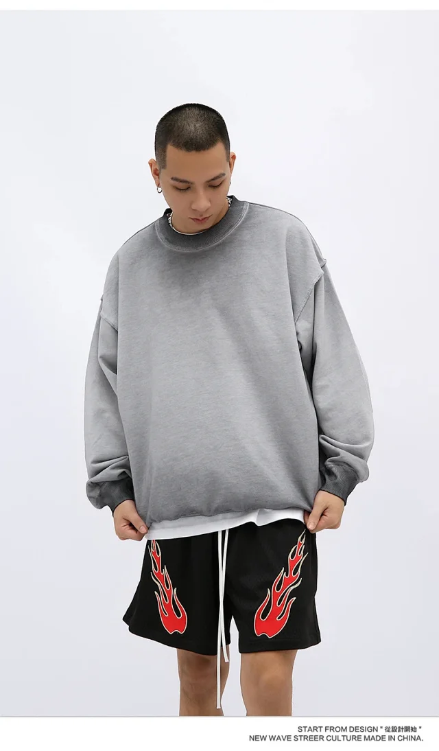 RFSD Men's | High - End Alternative 2025 FW Heavyweight Washed & Faded Crewneck Sweatshirt Detail