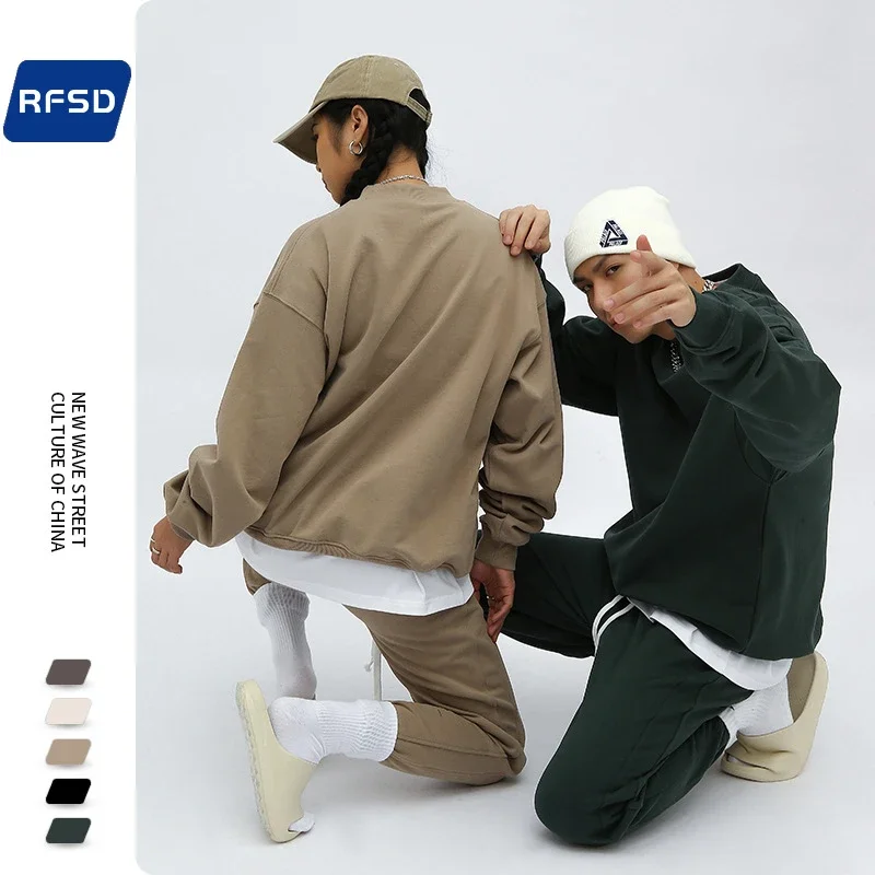 RFSD Men's | 2025 AW 420g Heavyweight Fleece Streetwear Crew Neck Solid Sweatshirt