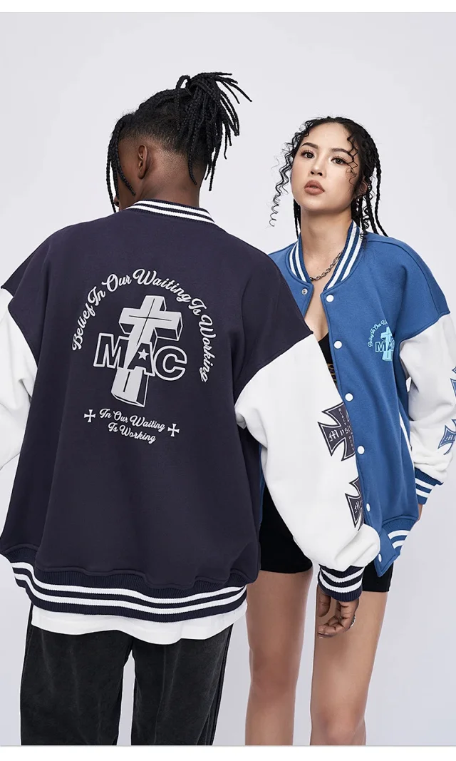RFSD | 2025 Fall/Winter New Color-blocking Loose Printed Jacket Baseball Coat Couple Cotton-padded Coat Detail