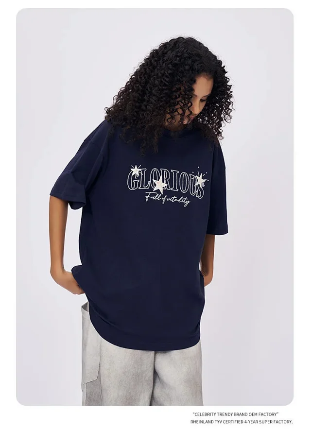 RFSD Men's∣2025 Summer New American High Street Star Patchwork Short Sleeve T - Shirt Detail