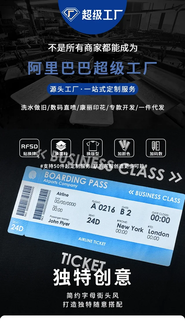 RFSD Men's Plane Ticket Print T-shirt Detail