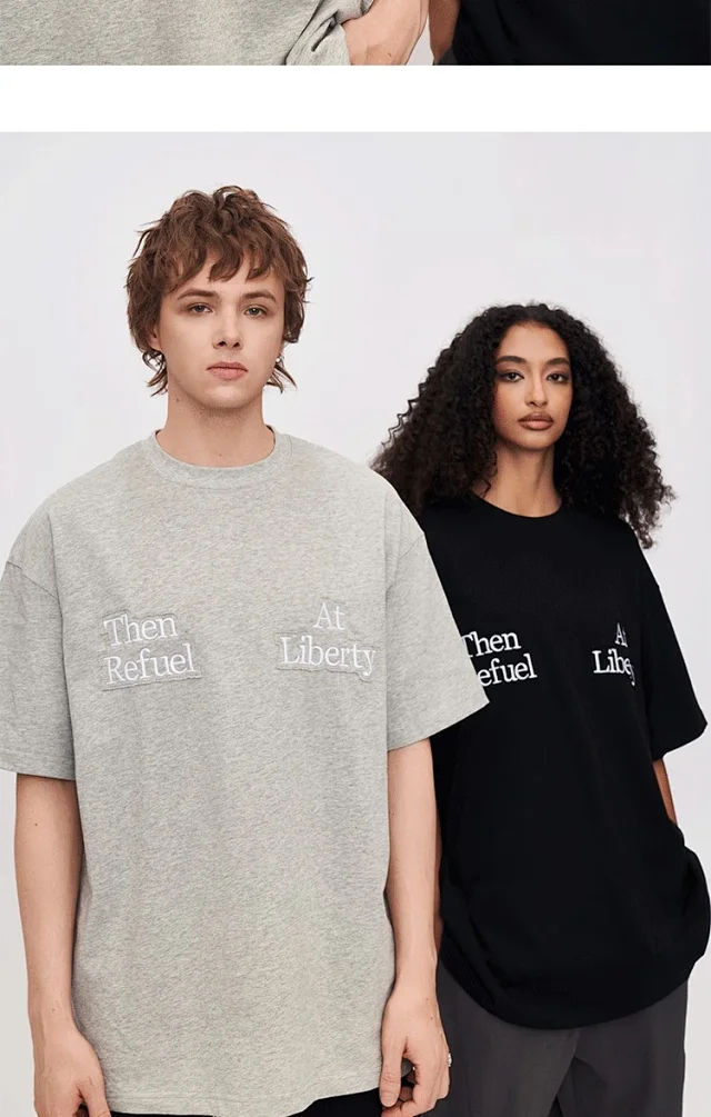 FSDR Men's∣American Street 2025 Summer New Patch Embroidery Loose Trendy Short Sleeve T - Shirt Detail