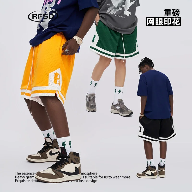 RFSD Men's 2025 Summer Heavyweight 400g Mesh Embroidery Shorts