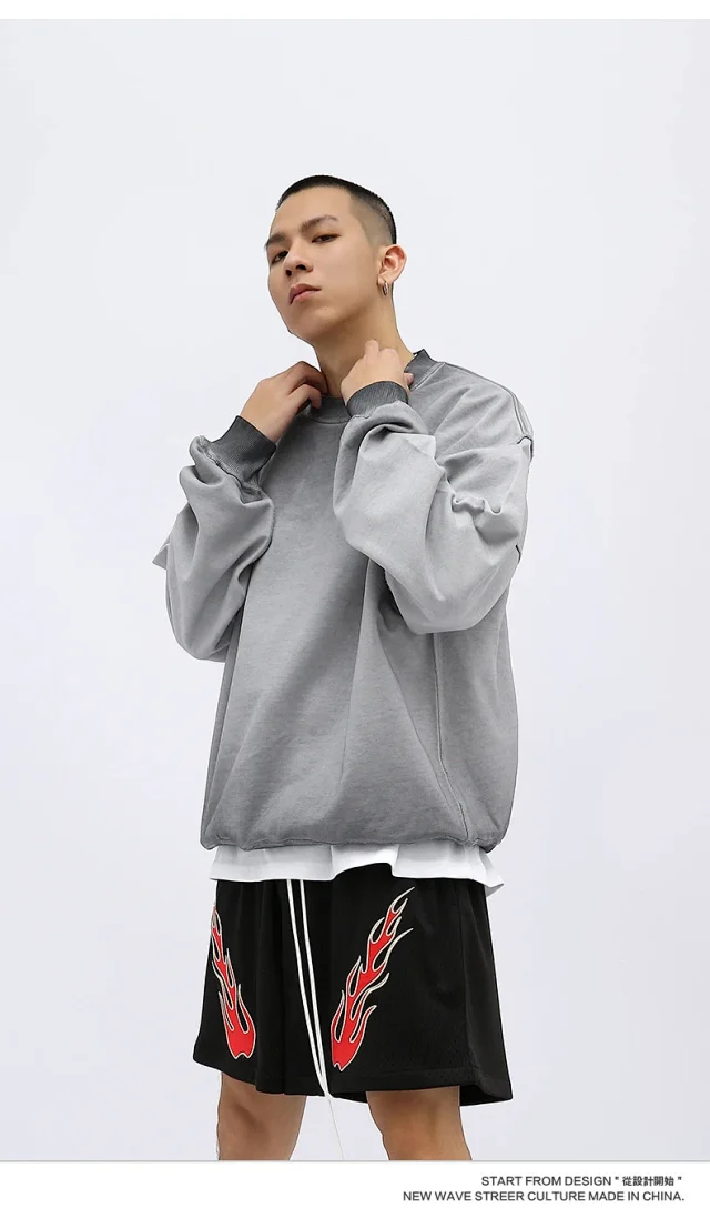 RFSD Men's | High - End Alternative 2025 FW Heavyweight Washed & Faded Crewneck Sweatshirt Detail