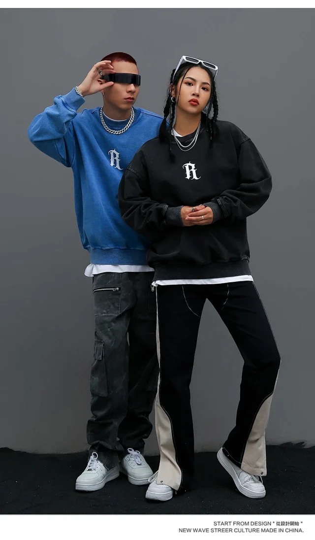 RFSD Men's 2025 FW R-Print 420g Relaxed Wax-Dyed Crewneck Sweatshirt Detail