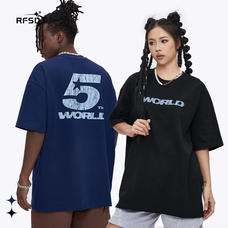 RFSD Men's | Digital Crack Print T - Shirt 2025 SS New Street Men's Casual Short - Sleeve
