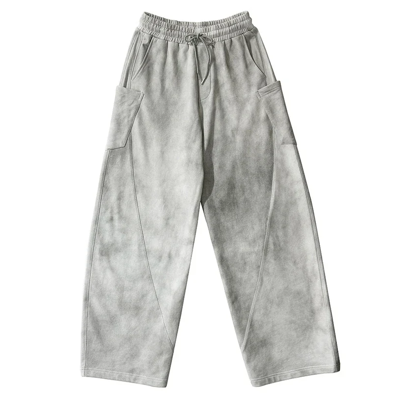 RFSD Men's 2025 Summer American White-Grey Dirty Wide-Leg Pants-High Street Design Distressed Versatile