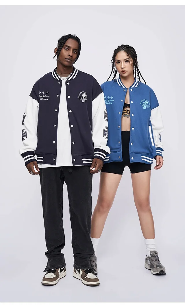 RFSD | 2025 Fall/Winter New Color-blocking Loose Printed Jacket Baseball Coat Couple Cotton-padded Coat Detail