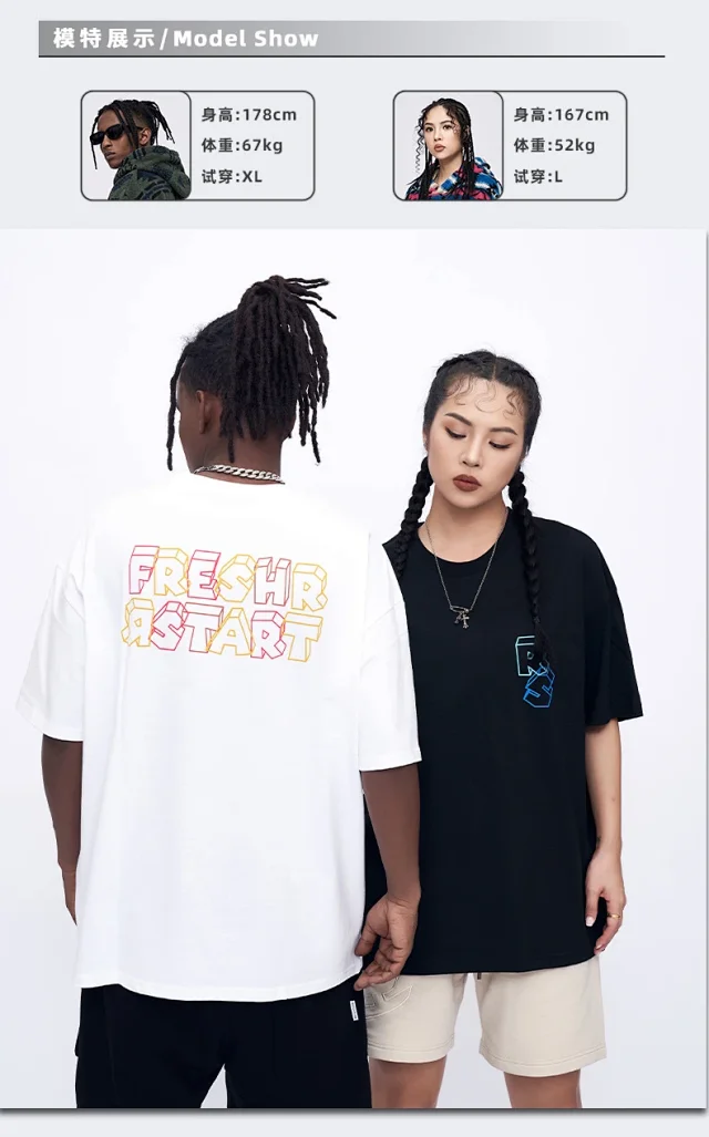RFSD Men's | 2025 Summer American English Gel Print Loose Street T - Shirt Detail