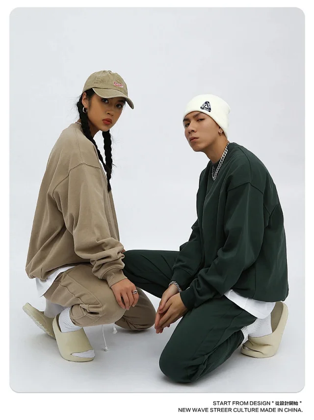 RFSD Men's | 2025 AW 420g Heavyweight Fleece Streetwear Crew Neck Solid Sweatshirt Detail