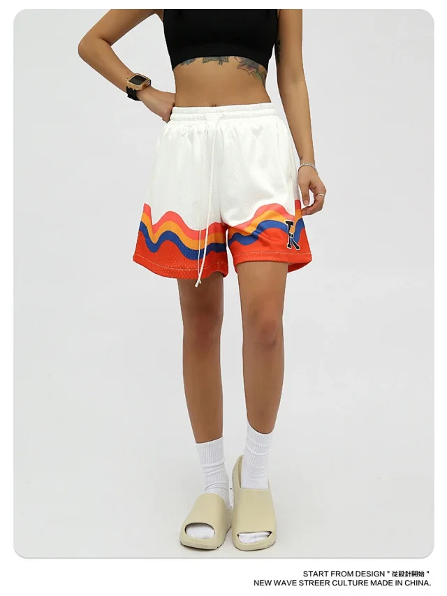 RFSD Men's | 2025 Summer New American Hip - Hop Flame Print Shorts Detail