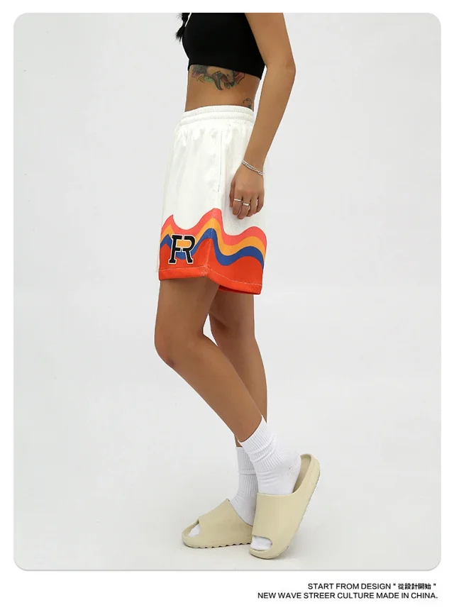 RFSD Men's | 2025 Summer New American Hip - Hop Flame Print Shorts Detail