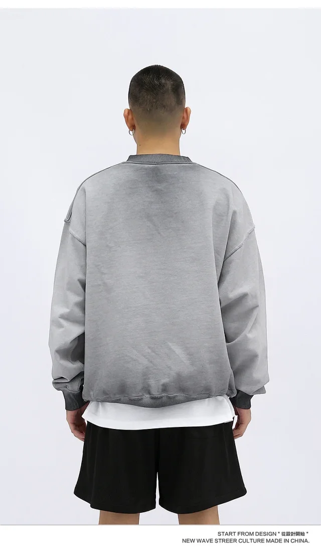 RFSD Men's | High - End Alternative 2025 FW Heavyweight Washed & Faded Crewneck Sweatshirt Detail