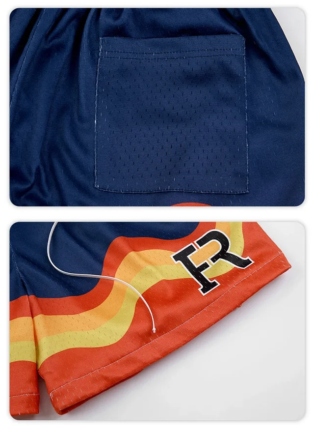 RFSD Men's | 2025 Summer New American Hip - Hop Flame Print Shorts Detail