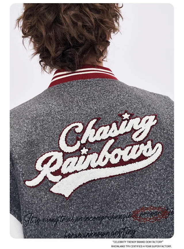 RFSD Men's 2025 AW Vintage Oversized Baseball Jacket Detail