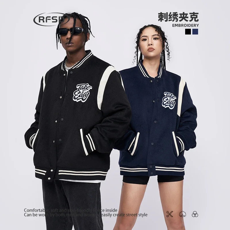 RFSD | 2025 FW New Color - Blocked Loose Embroidered Bomber Jacket (Couple)