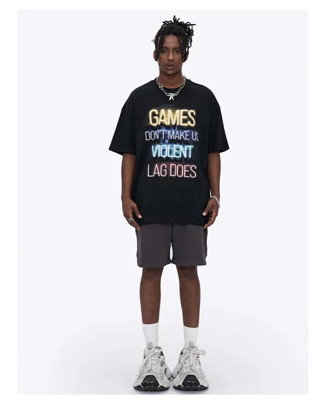 RFSD Men's | Digital Direct Injection Print T-shirt 2025 SS New Heavy Print American Retro Short-sleeve Men Detail