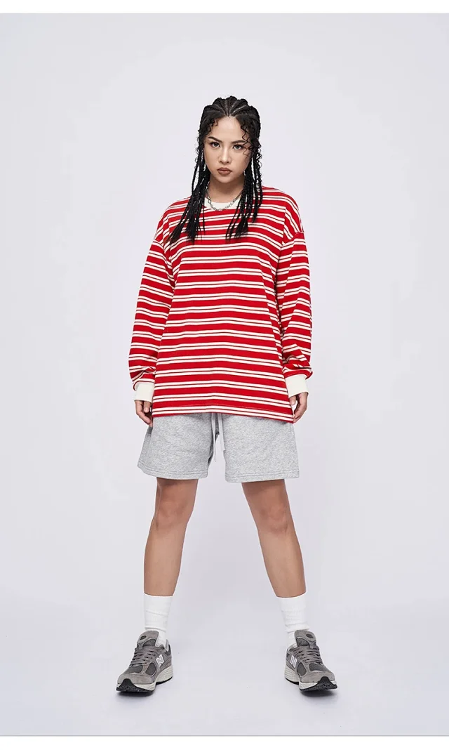 RFSD Unisex Fall 2025 Contrast-Stripe Loose Crew-Neck T-Shirt Detail