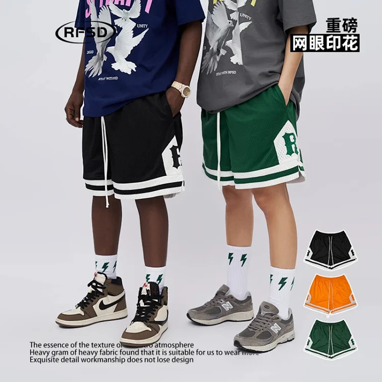RFSD Men's 2025 Summer 400g Mesh Embroidered Shorts