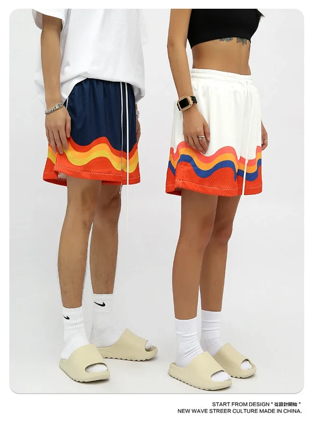 RFSD Men's | 2025 Summer New American Hip - Hop Flame Print Shorts Detail