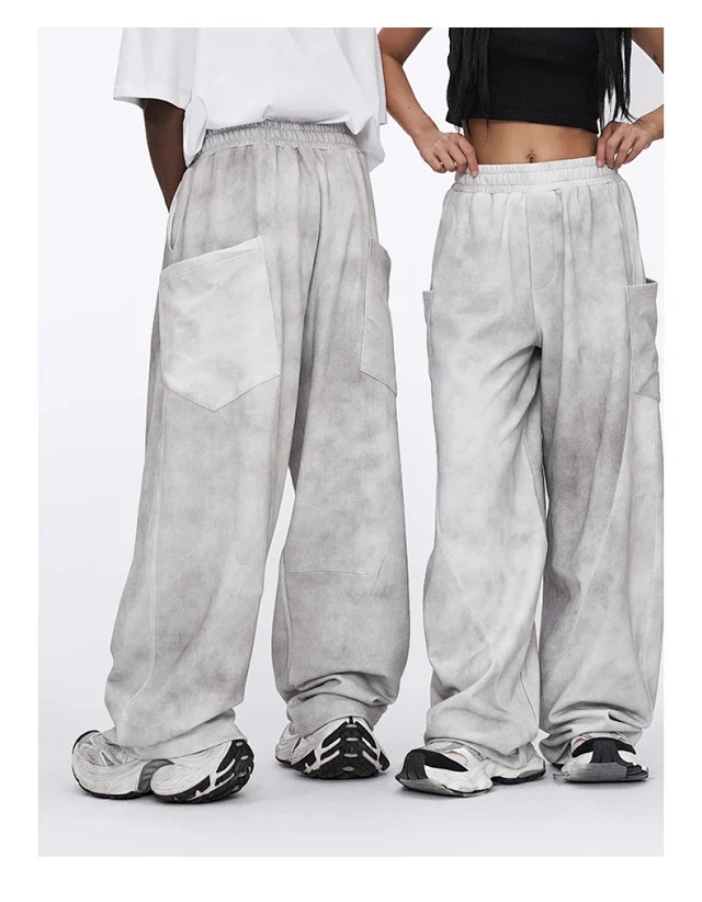 RFSD Men's 2025 Summer American White-Gray Dirty Wide-Leg Pants Detail