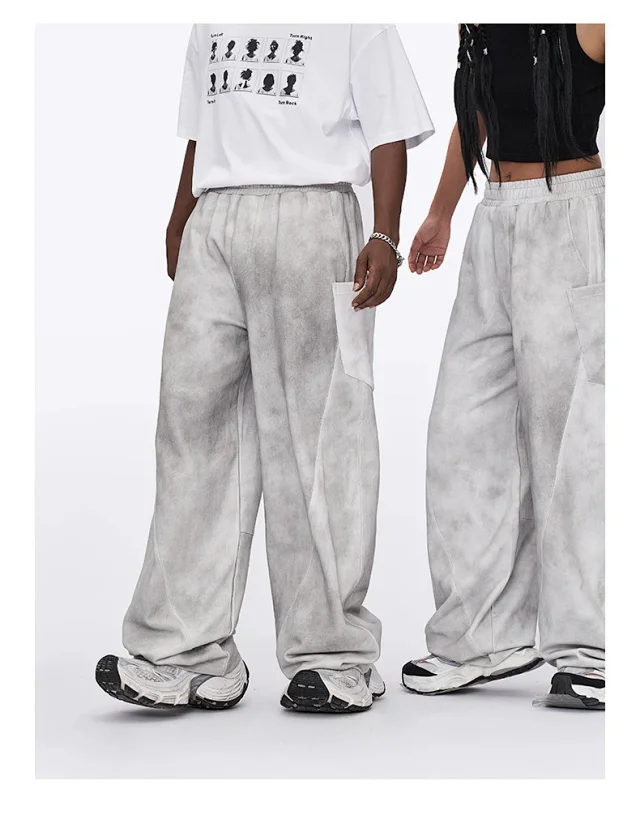 RFSD Men's 2025 Summer American White-Gray Dirty Wide-Leg Pants Detail