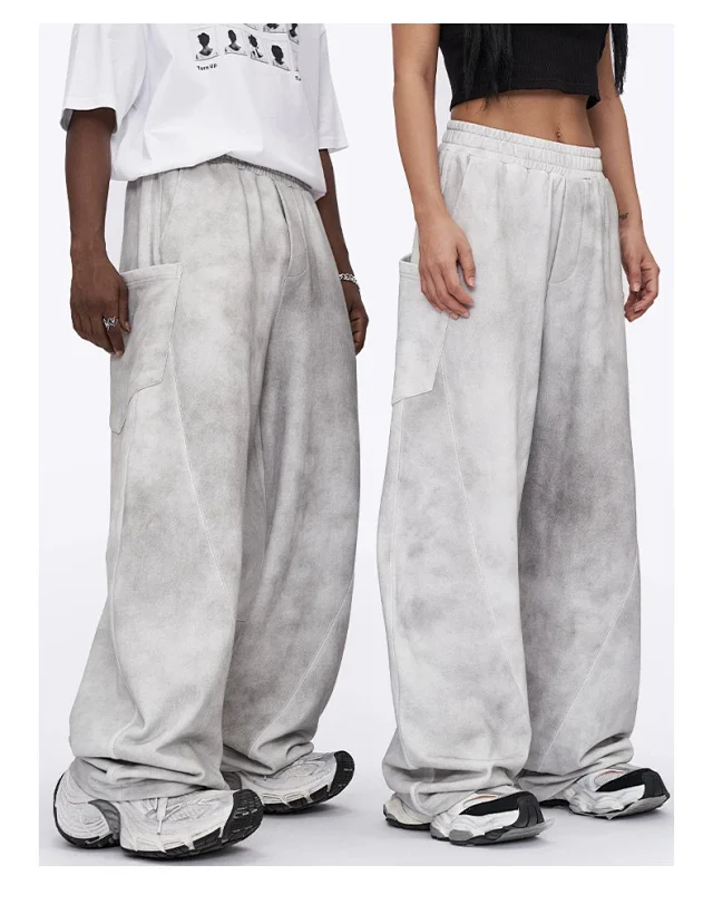 RFSD Men's 2025 Summer American White-Gray Dirty Wide-Leg Pants Detail