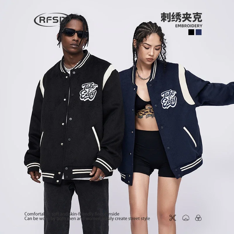 RFSD | 2025 FW New Color - Blocked Loose Embroidered Bomber Jacket (Couple)