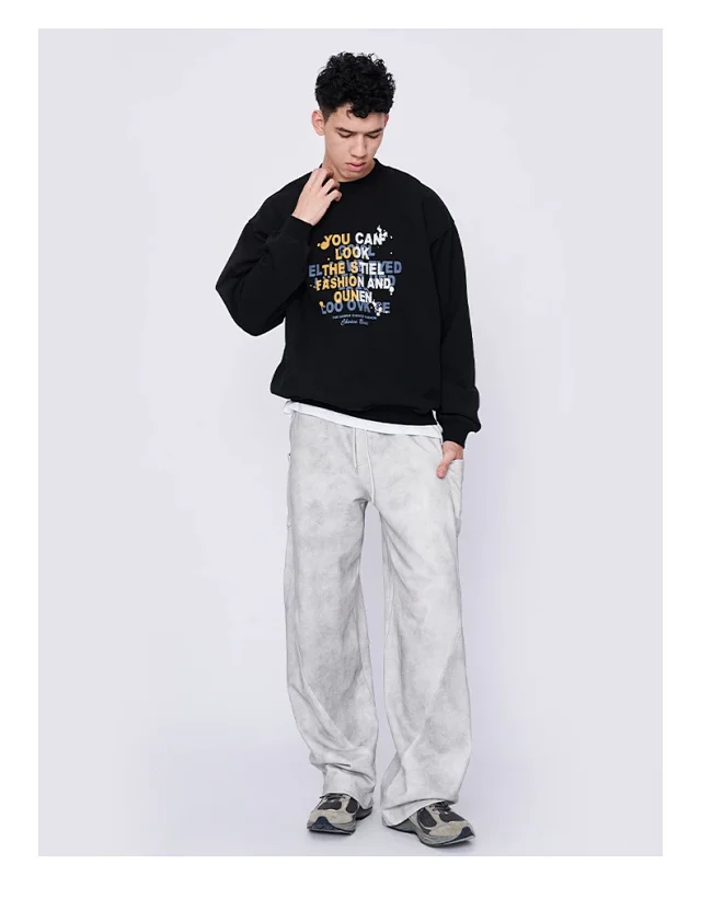 RFSD Men's | 2025 Fall/Winter Heavyweight American Streetwear Print Crewneck Sweatshirt Detail