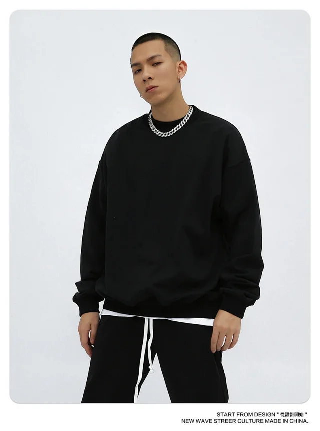 RFSD Men's | 2025 AW 420g Heavyweight Fleece Streetwear Crew Neck Solid Sweatshirt Detail