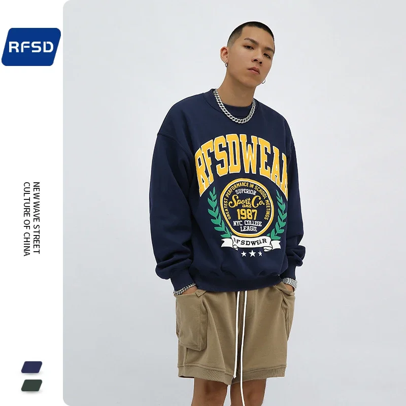 RFSD Men's | 2025 F/W New US Embossed Print Fleece Crewneck Sweatshirt
