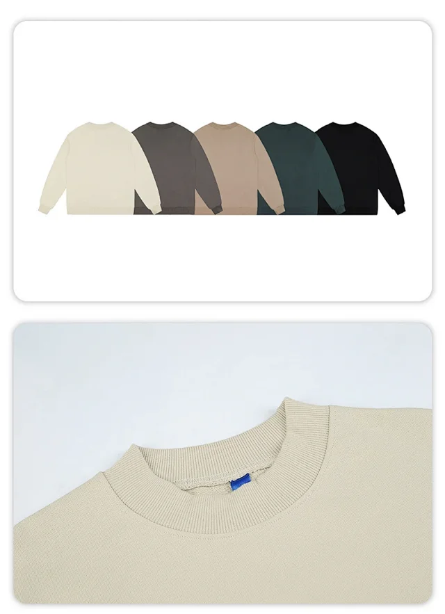 RFSD Men's | 2025 AW 420g Heavyweight Fleece Streetwear Crew Neck Solid Sweatshirt Detail
