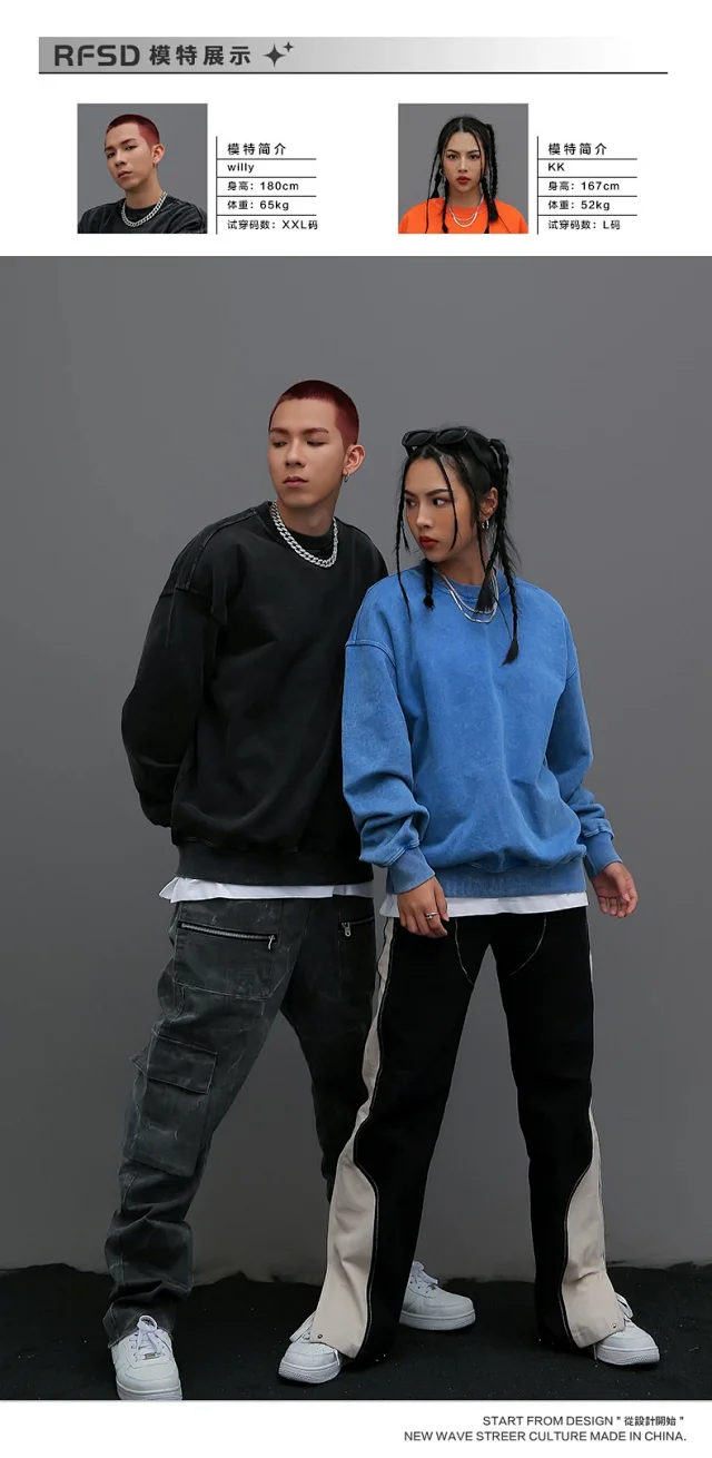 RFSD Men's 2025 FW Heavyweight 420g Crewneck Wax-Dyed Washed B-Style Sweatshirt Detail
