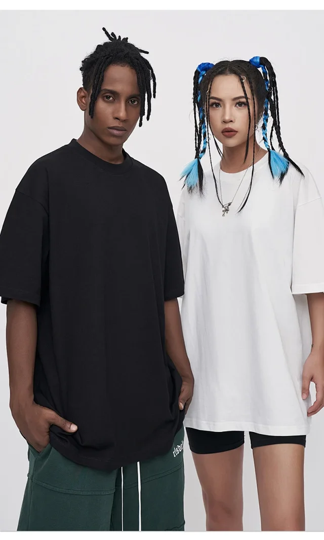 RFSD Men's | 2025 Summer Black & White Pure Color T - Shirt (230g Combed Cotton) Detail