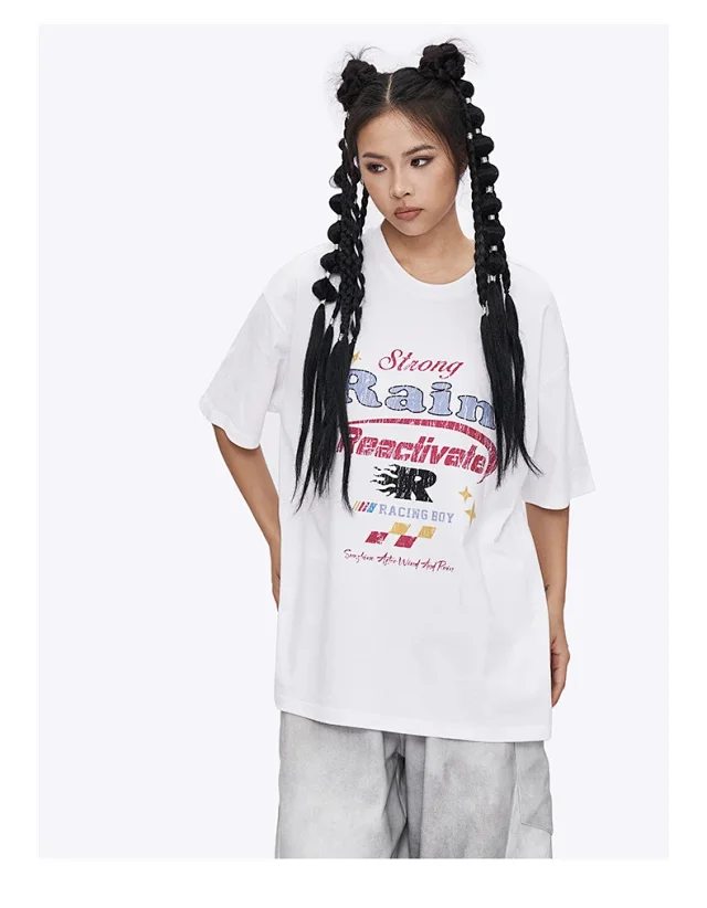 RFSD Men's | Hand-drawn Letter Print T - Shirt 2025 SS New Trendy Street Loose Versatile Short - sleeve Detail