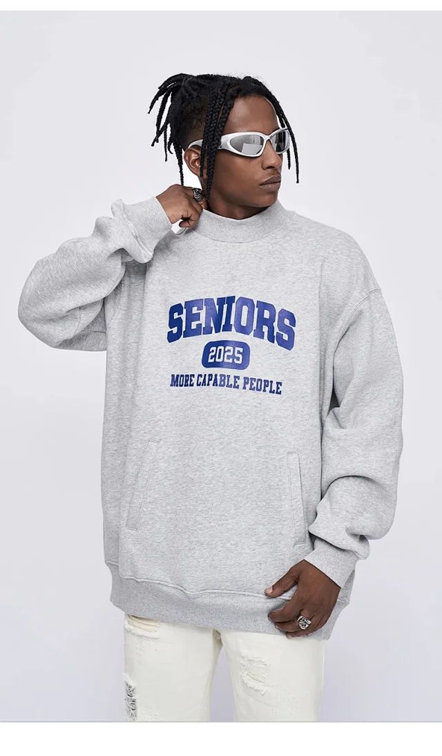 RFSD Men's | 380g Heavyweight Printed Turtleneck/Round Neck Sweatshirt Detail
