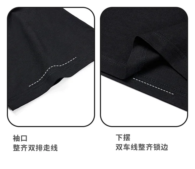 RFSD Men's | 2025 Summer Black & White Pure Color T - Shirt (230g Combed Cotton) Detail
