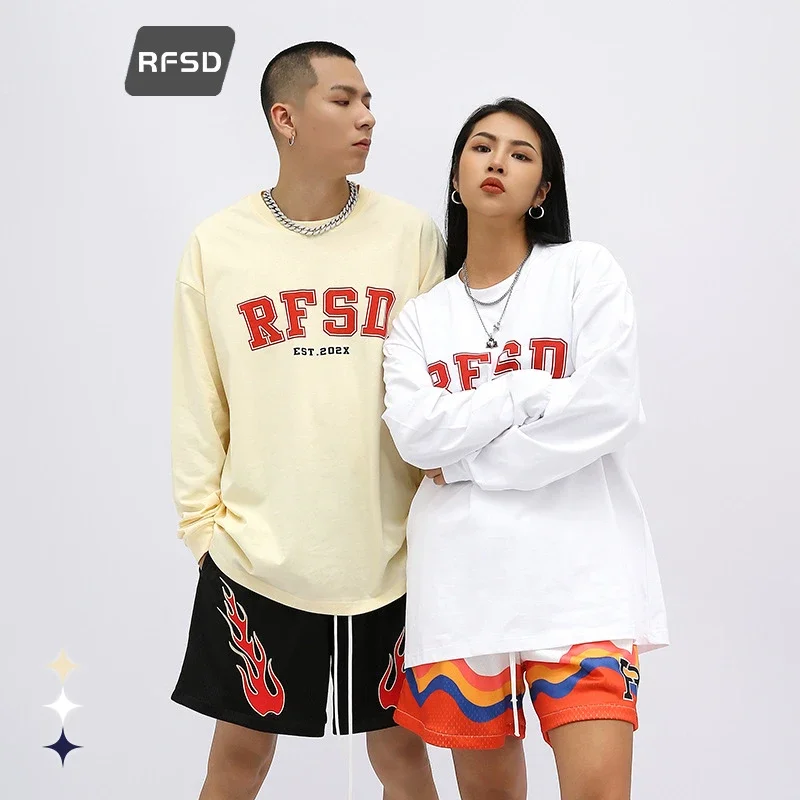 RFSD Men's | 2025 Fall New 250g Double Yarn Heavyweight Streetwear Loose Long-sleeve T-shirt