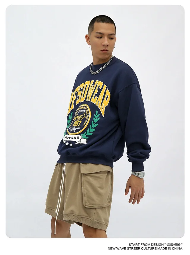 RFSD Men's | 2025 F/W New US Embossed Print Fleece Crewneck Sweatshirt Detail