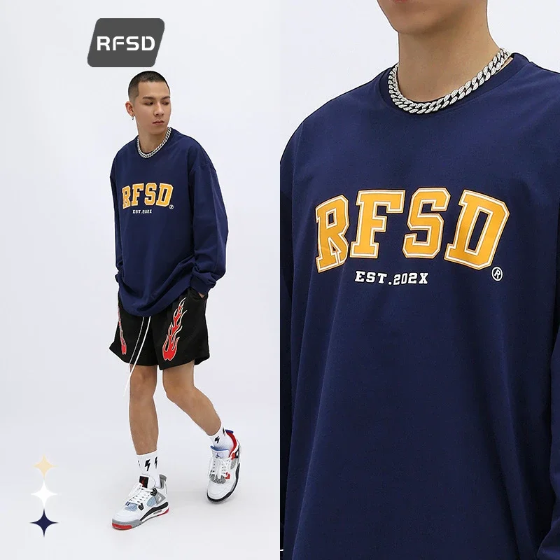 RFSD Men's | 2025 Fall New 250g Double Yarn Heavyweight Streetwear Loose Long-sleeve T-shirt