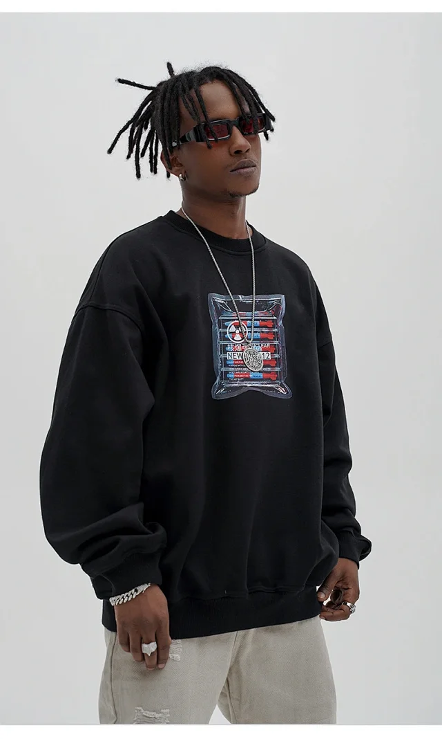 RFSD Men's | 2025 Fall New White Ink Print Crew Neck Sweatshirt Detail