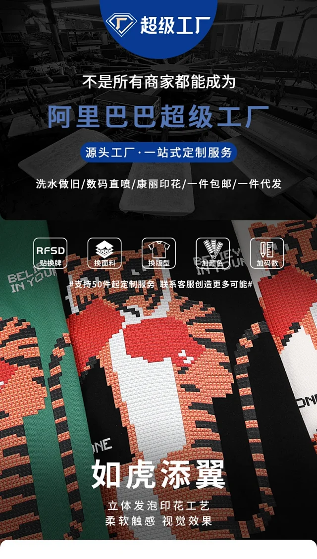 RFSD Men's | 2025 Summer New Trendy Street Fun Anime Tiger Print Loose T - Shirt (Unisex) Detail
