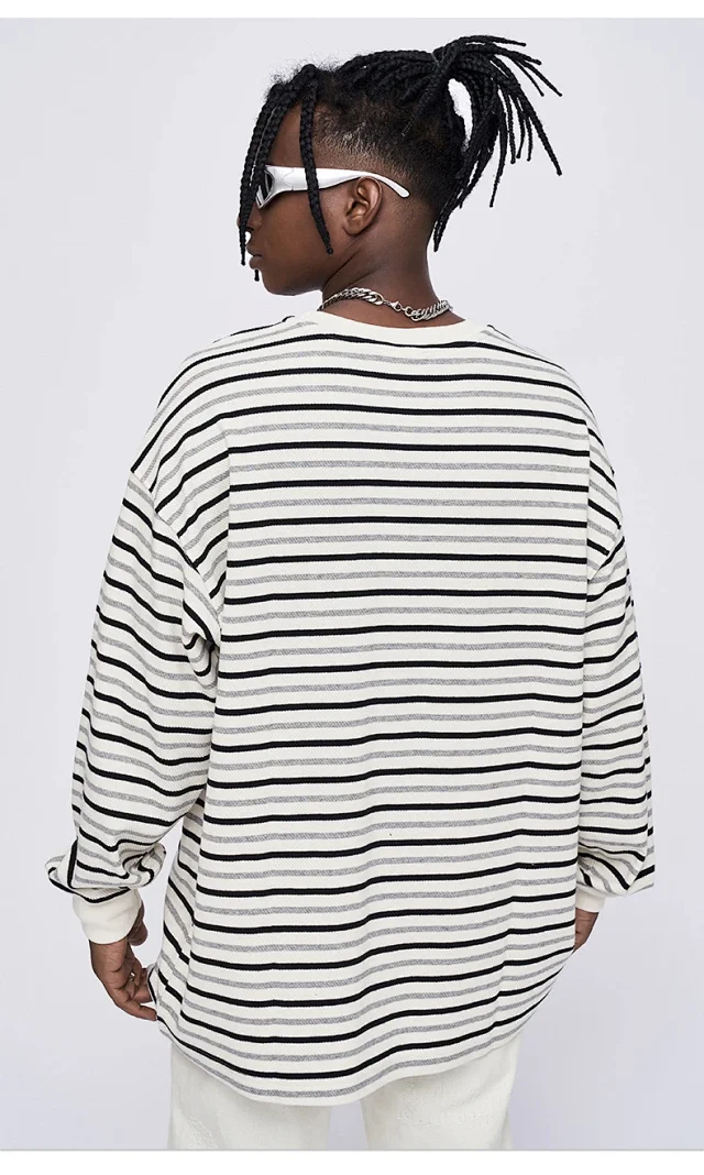 RFSD Unisex Fall 2025 Contrast-Stripe Loose Crew-Neck T-Shirt Detail